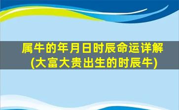 属牛的年月日时辰命运详解(大富大贵出生的时辰牛)