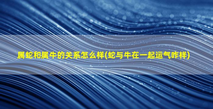 属蛇和属牛的关系怎么样(蛇与牛在一起运气咋样)