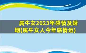 属牛女2023年感情及婚姻