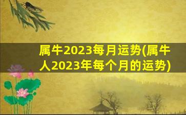 属牛2023每月运势(属牛人