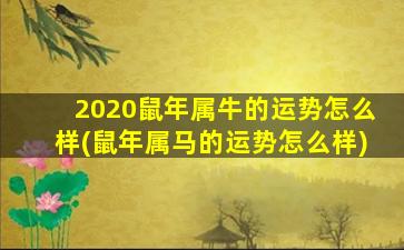 2020鼠年属牛的运势怎么