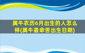 属牛农历6月出生的人怎么样(属牛最命苦出生日期)