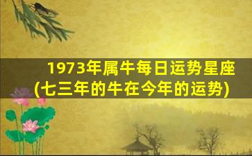 1973年属牛每日运势星座(七三年的牛在今年的运势)