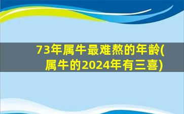 73年属牛最难熬的年龄(属牛的2024年有三喜)