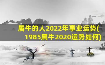 属牛的人2022年事业运势(1985属牛2020运势如何)