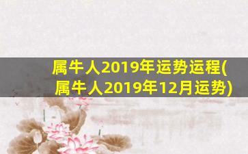 属牛人2019年运势运程(属