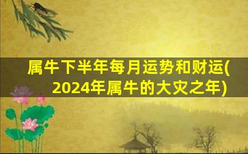 属牛下半年每月运势和财运(2024年属牛的大灾之年)