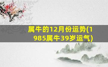 属牛的12月份运势(1985属