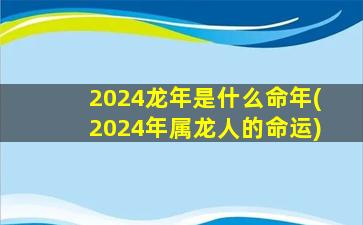 2024龙年是什么命年(202