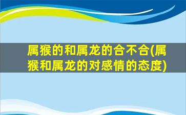 属猴的和属龙的合不合(属猴和属龙的对感情的态度)