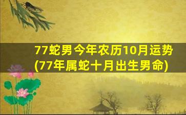 77蛇男今年农历10月运势