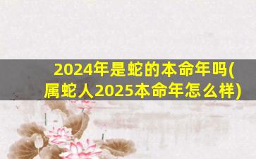 2024年是蛇的本命年吗(属蛇人2025本命年怎么样)