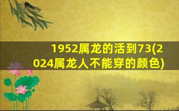 1952属龙的活到73(2024属龙人不能穿的颜色)