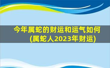 今年属蛇的财运和运气如