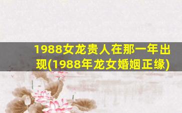 1988女龙贵人在那一年出现(1988年龙女婚姻正缘)