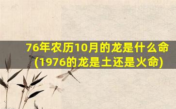 <strong>76年农历10月的龙是什么命</strong>