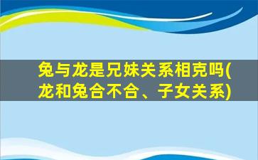 兔与龙是兄妹关系相克吗(龙和兔合不合、子女关系)