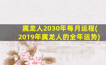 属龙人2030年每月运程(