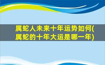 属蛇人未来十年运势如何(属蛇的十年大运是哪一年)