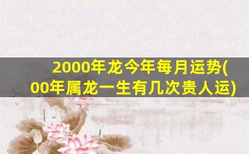 2000年龙今年每月运势(00年