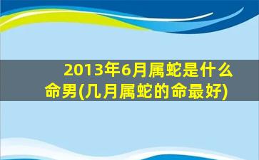 2013年6月属蛇是什么命男(几月属蛇的命最好)