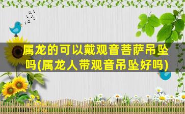 属龙的可以戴观音菩萨吊坠吗(属龙人带观音吊坠好吗)