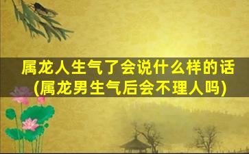 属龙人生气了会说什么样的话(属龙男生气后会不理人吗)