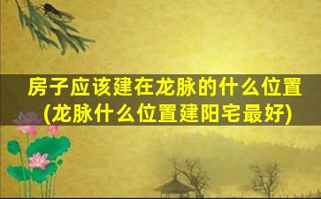 房子应该建在龙脉的什么位置(龙脉什么位置建阳宅最好)