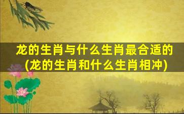 龙的生肖与什么生肖最合适的(龙的生肖和什么生肖相冲)