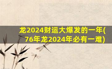 龙2024财运大爆发的一年