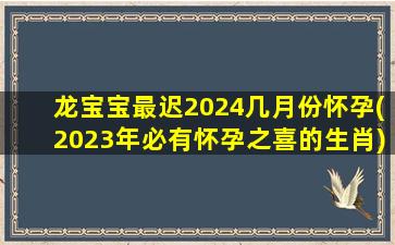 龙宝宝最迟2024几月份怀孕(2023年必有怀孕之喜的生肖)