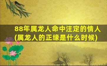 88年属龙人命中注定的情人(属龙人的正缘是什么时候)