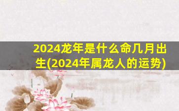 2024龙年是什么命几月出