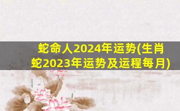 蛇命人2024年运势(生肖蛇