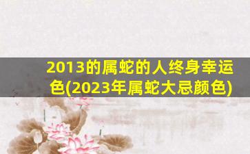 2013的属蛇的人终身幸运色(2023年属蛇大忌颜色)