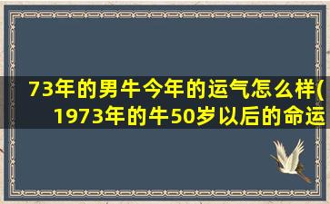 73年的男牛今年的运气怎么样(1973年的牛50岁以后的命运如何)