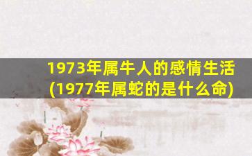 1973年属牛人的感情生活(1977年属蛇的是什么命)