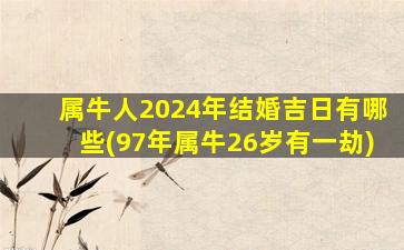 属牛人2024年结婚吉日有哪些(97年属牛26岁有一劫)