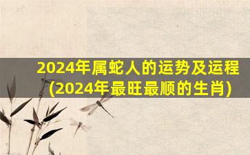 2024年属蛇人的运势及运