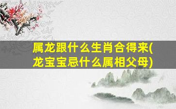 属龙跟什么生肖合得来(龙宝宝忌什么属相父母)