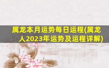 属龙本月运势每日运程(属龙人2023年运势及运程详解)