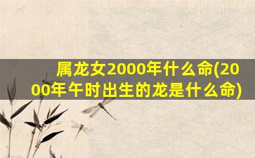 属龙女2000年什么命(200