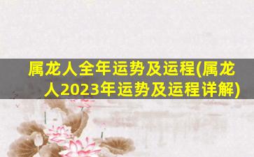 属龙人全年运势及运程(属龙人2023年运势及运程详解)