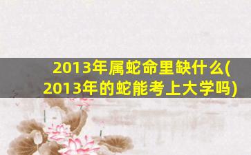 2013年属蛇命里缺什么(2013年的蛇能考上大学吗)