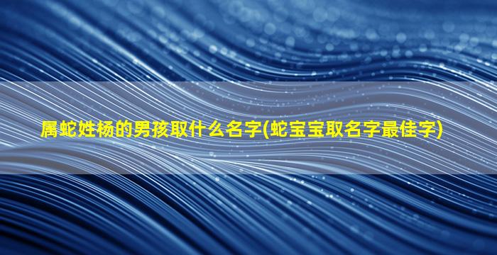 属蛇姓杨的男孩取什么名字(蛇宝宝取名字最佳字)