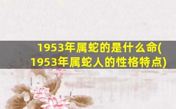 1953年属蛇的是什么命(1953年属蛇人的性格特点)