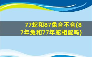 77蛇和87兔合不合(87年兔和