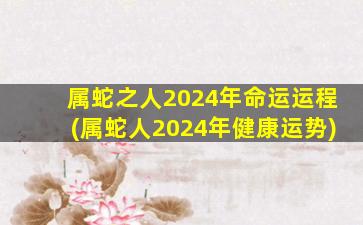 属蛇之人2024年命运运程