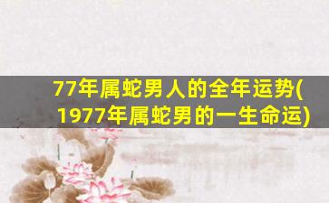 77年属蛇男人的全年运势(1977年属蛇男的一生命运)