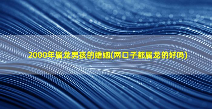 2000年属龙男孩的婚姻(两口子都属龙的好吗)